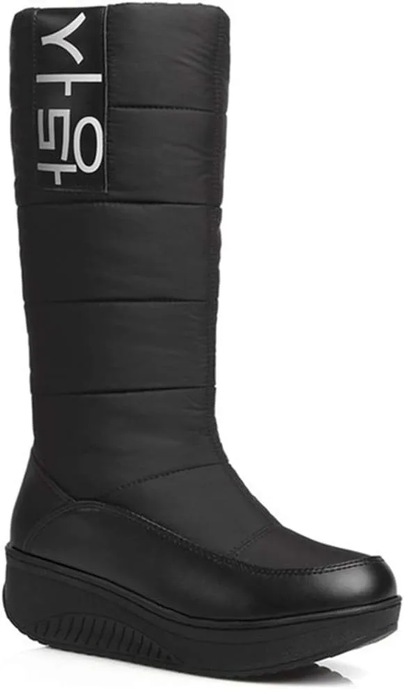 VOKLIN Women's Fashion Waterproof Rain Snow Boots Mid Wide Calf Winter Warm Fur Lined Cold Weather Snow Boot