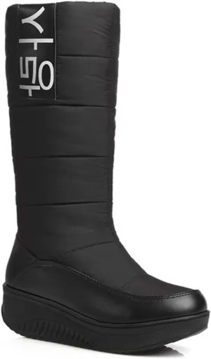 VOKLIN Women's Fashion Waterproof Rain Snow Boots Mid Wide Calf Winter Warm Fur Lined Cold Weather Snow Boot