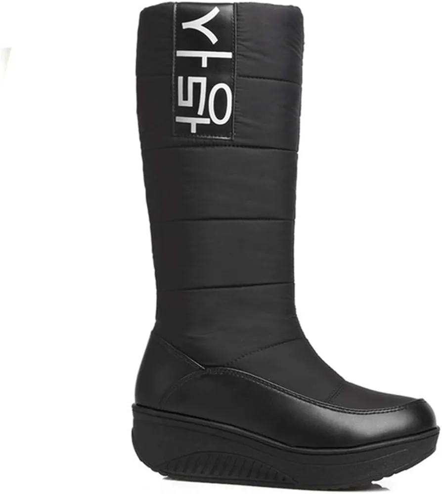 VOKLIN Women's Fashion Waterproof Rain Snow Boots Mid Wide Calf Winter Warm Fur Lined Cold Weather Snow Boot