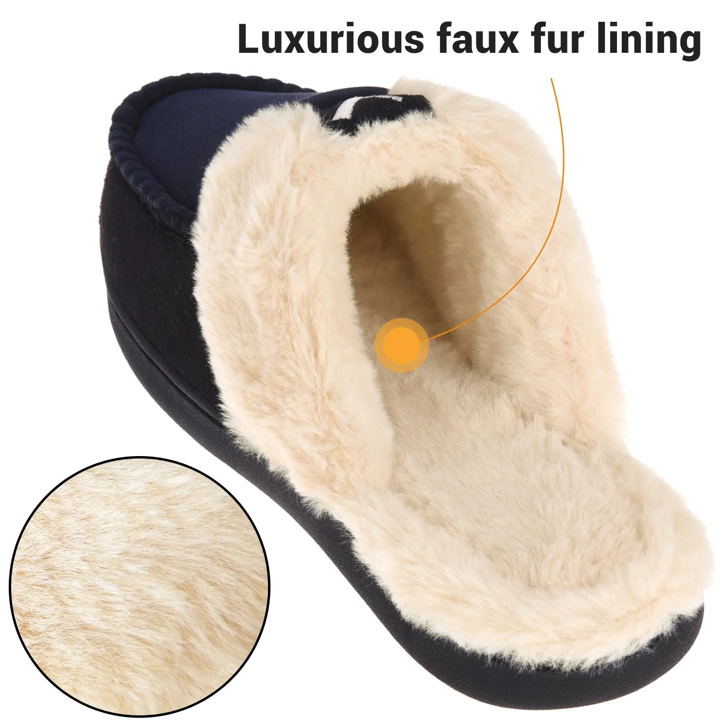 VONMAY Men's Comfy Fuzzy House Slipper Scuff Memory Foam Slip on Warm Moccasin Style Indoor Outdoor