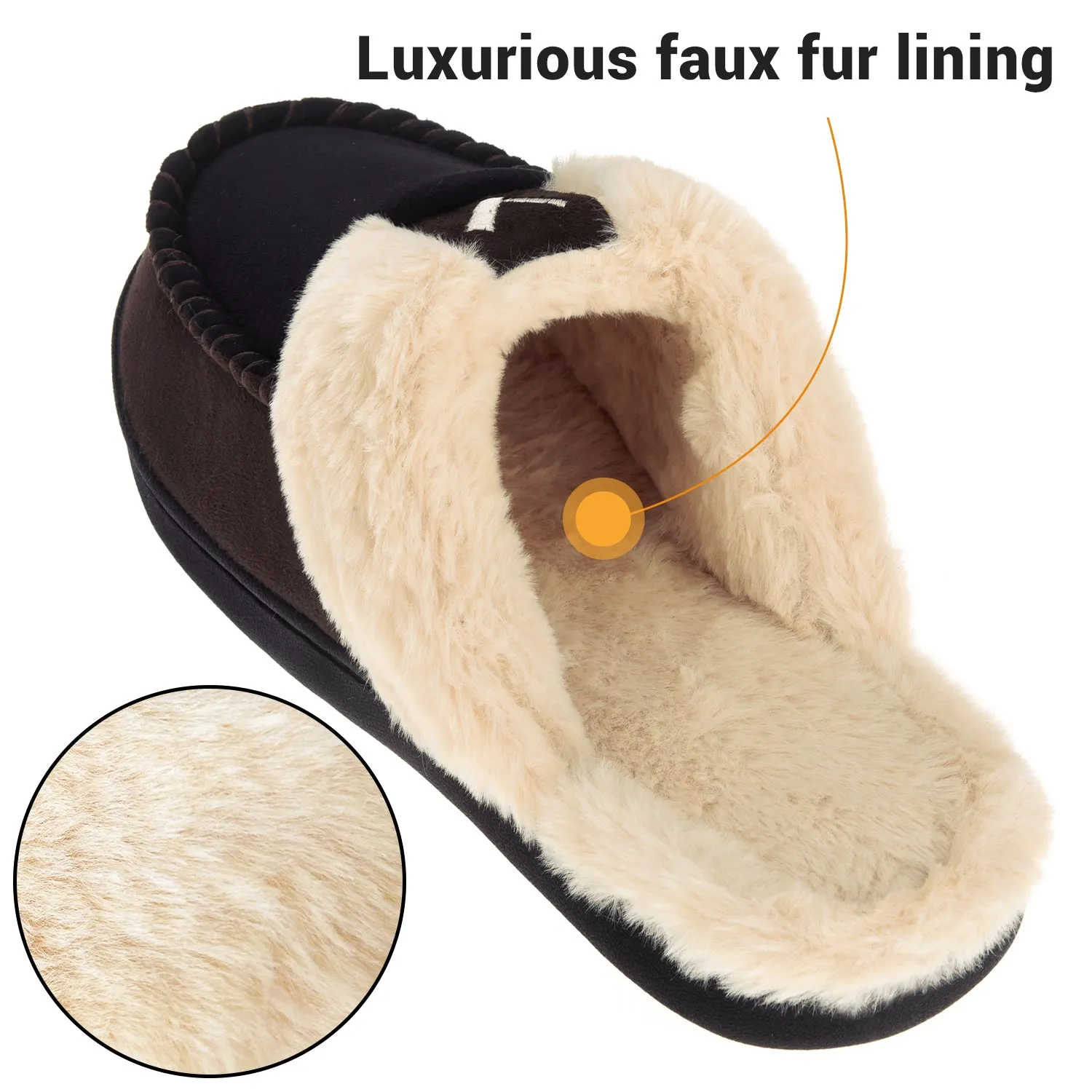 VONMAY Men's Comfy Fuzzy House Slipper Scuff Memory Foam Slip on Warm Moccasin Style Indoor Outdoor