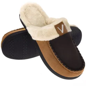 VONMAY Men's Comfy Fuzzy House Slipper Scuff Memory Foam Slip on Warm Moccasin Style Indoor Outdoor
