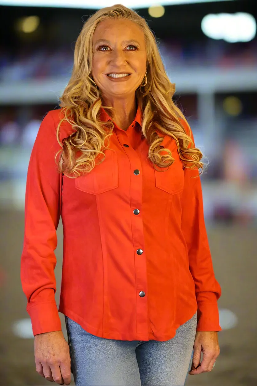 W.A.Y Wonderful & Young Suede Red Snap Front Shirt