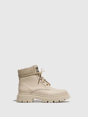 White Lace-up Ankle Boots