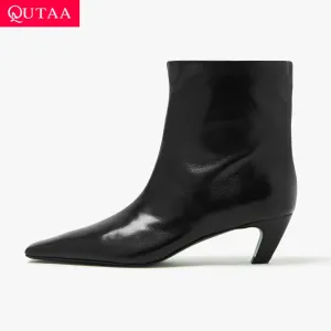 Women Ankle Boots Low Heel Genuine Leather Ankle Autumn Winter Boots