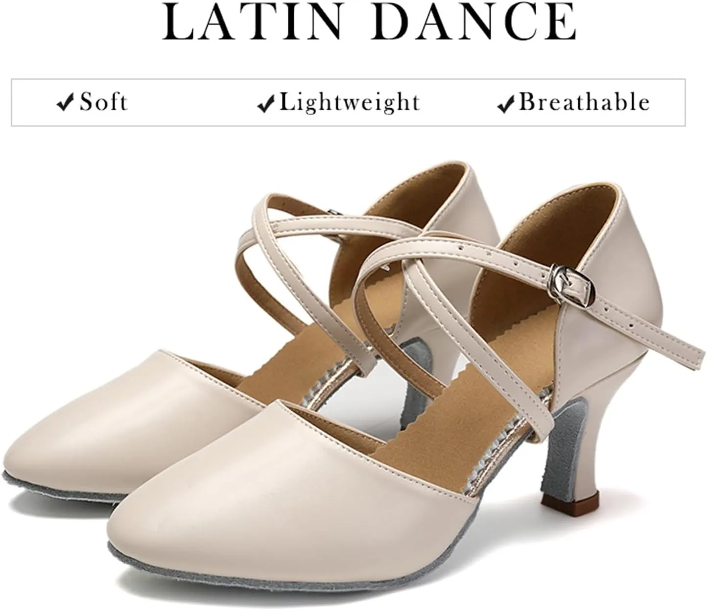 Women Dance Shoes Latin Party Tango Jazz Elegant Dancing Shoes Lace-up Suede Sole Closed Toe Microfiber Leather For Dance Performance