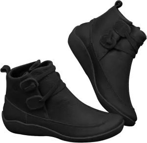 Womens Ankle Boots Leather Booties for Women 2024 Cowboy Booties for Women Boot Shoes for Women Flat Heel Closed Toe Closed Pointed Toe Low Block Heel Zip Up