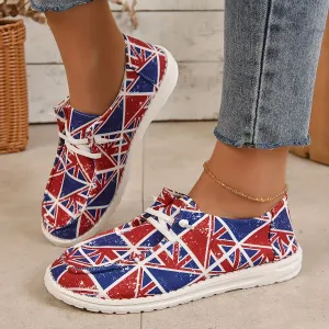 Womens British Flag Print Loafers