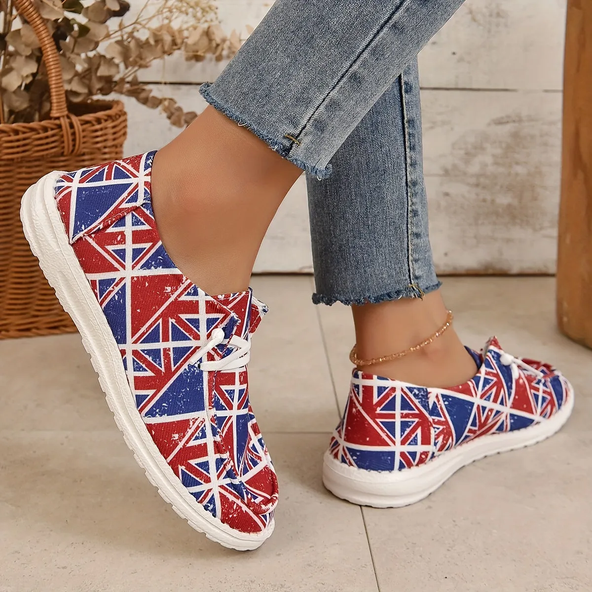 Womens British Flag Print Loafers