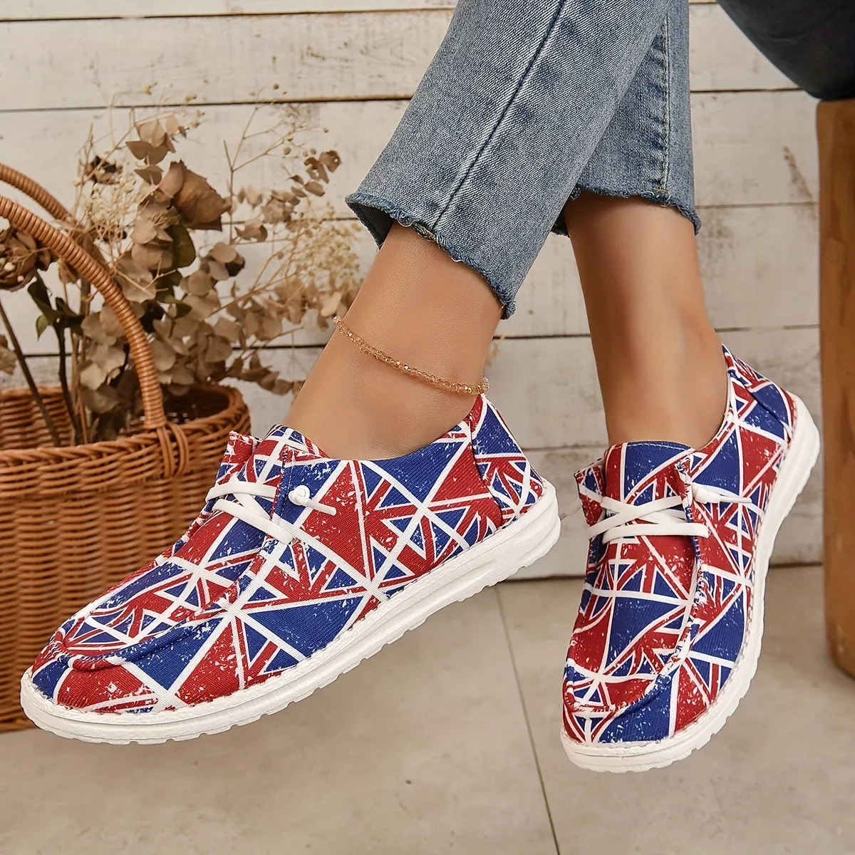 Womens British Flag Print Loafers