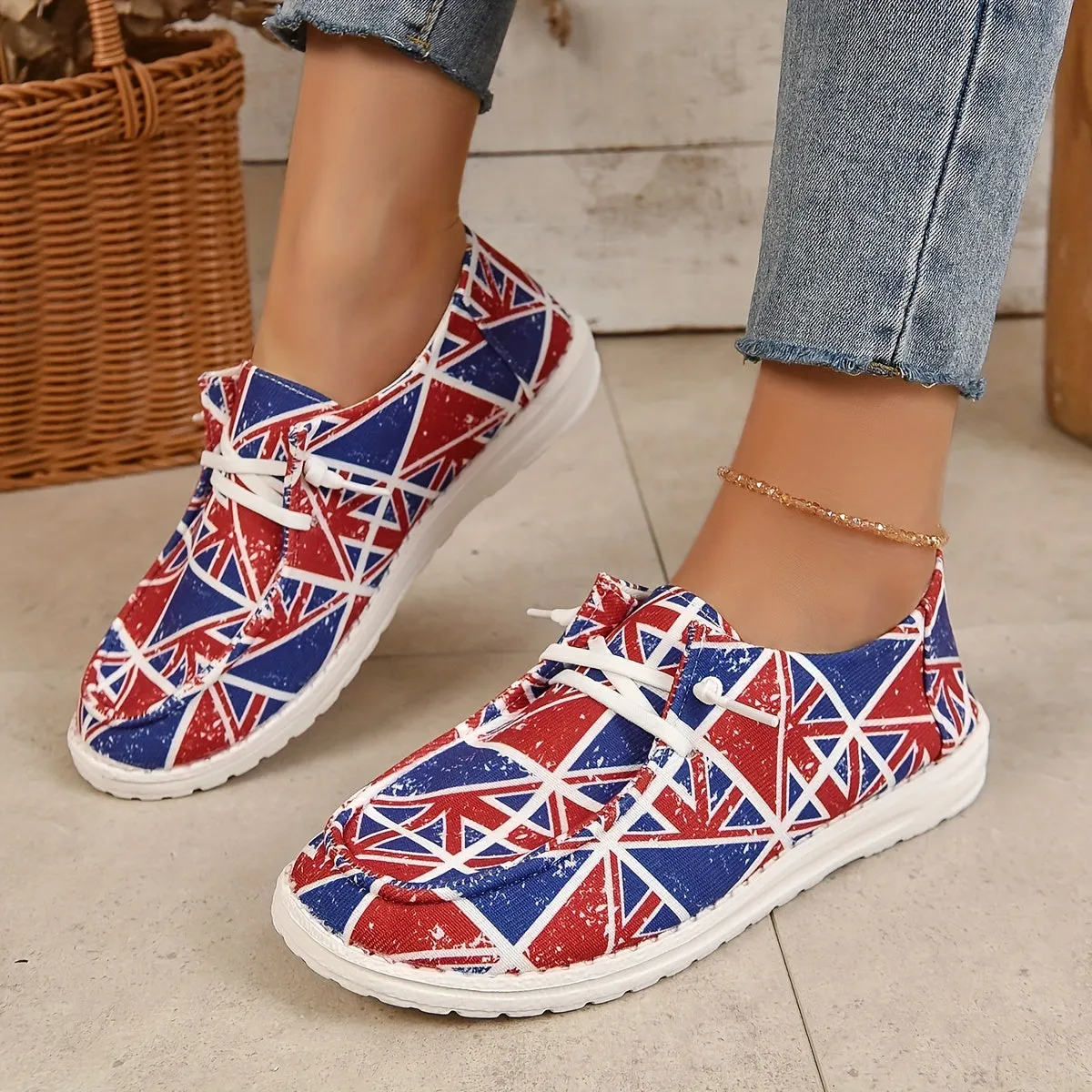 Womens British Flag Print Loafers
