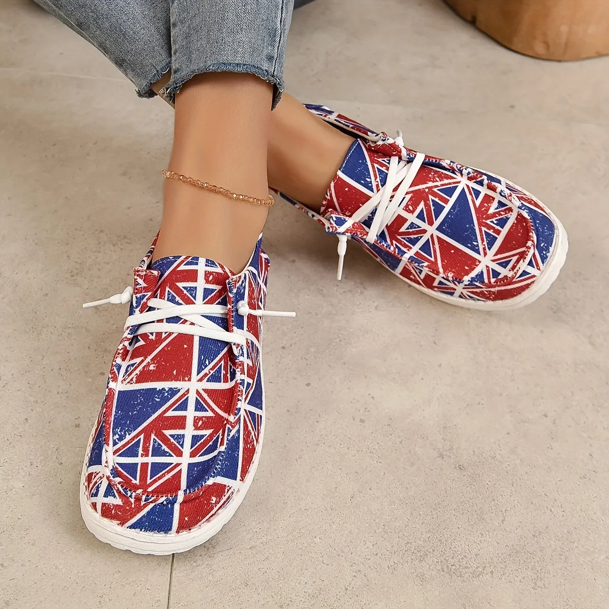 Womens British Flag Print Loafers
