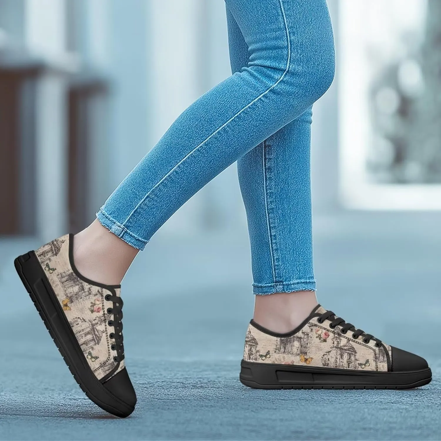 Womens Canvas Shoes 2025 Comfortable Summer Walking Sneakers Flexible EVA Non-Slip Outsole for Casual Outfits Size 6-13.5 Black Sole