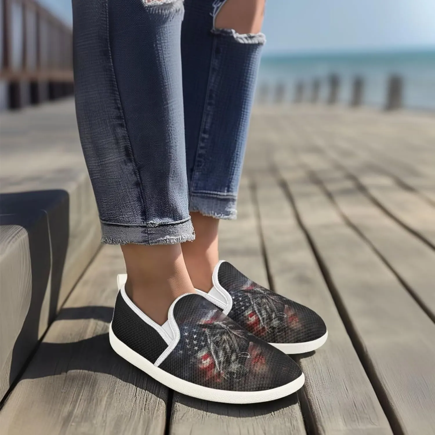 Women's Horse Driving Shoes Work Flats Loafers Mesh Tennis Shoes Walking Office Business Loafer