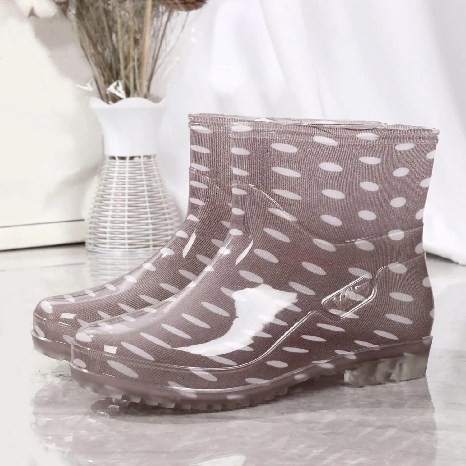 Women's Rain Boots Waterproof Mid Calf Rubber Garden Water Boots Fashion Cute Outdoor Work Mud Boots