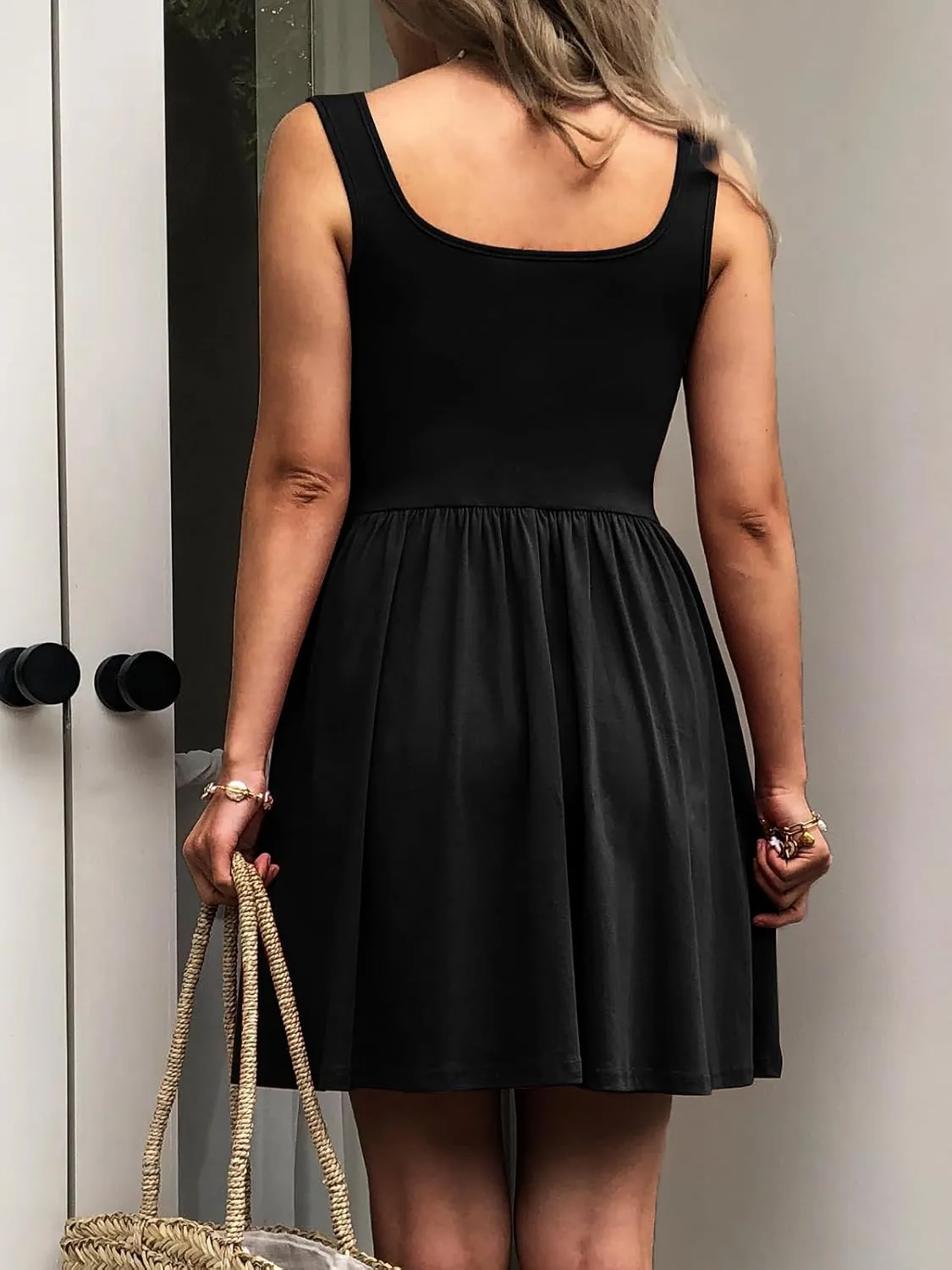 Women's Sleeveless Button Down Casual Mini Dress with Pockets  Soft Summer Dress for Daily Wear