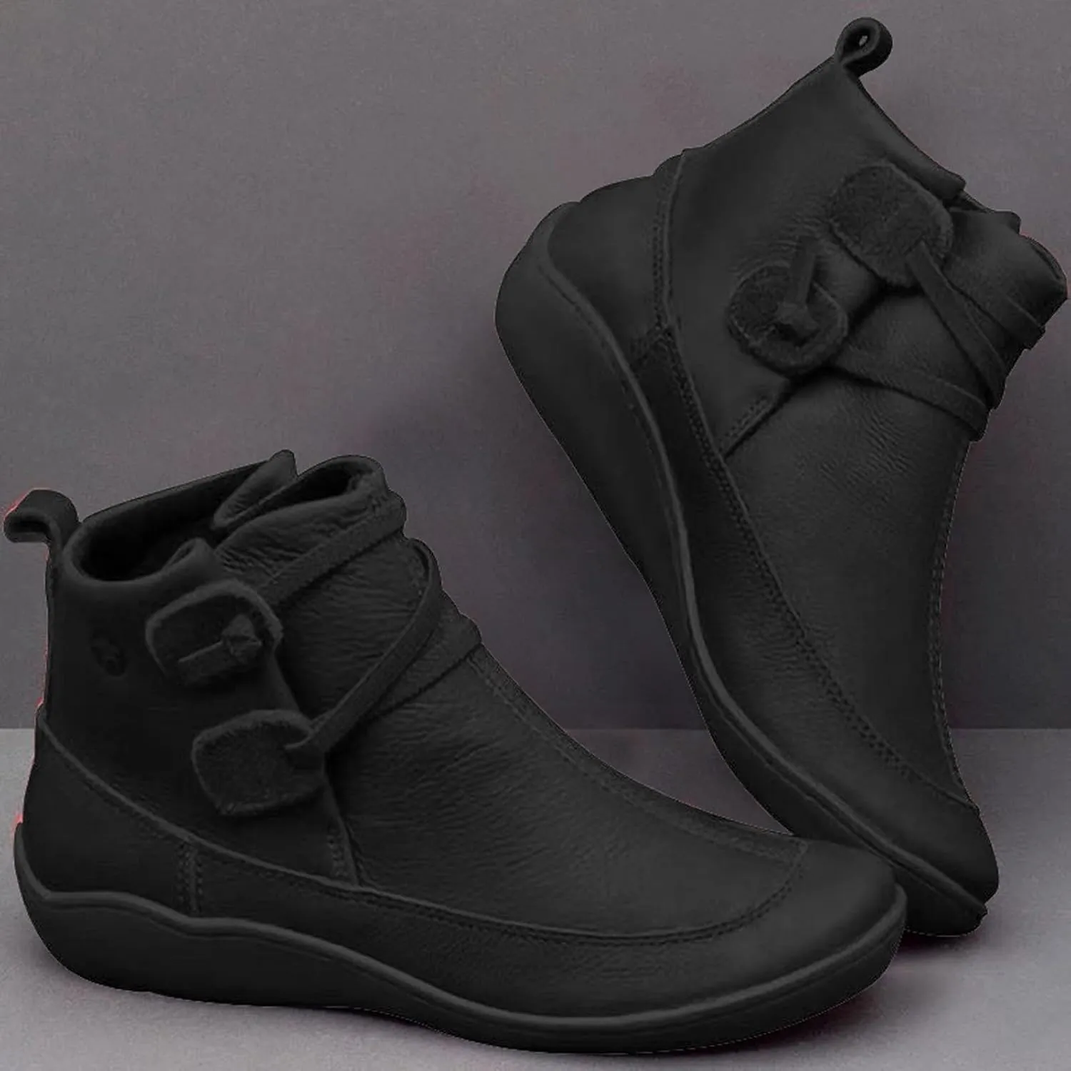 Womens Snow Boots Ankle Womens Booties Fall 2024 Ankle Boots for Women No Heel Wedge Bootie for Women Comfortable Flat Bottom Fashion Square Toe Slip On Side Zipper