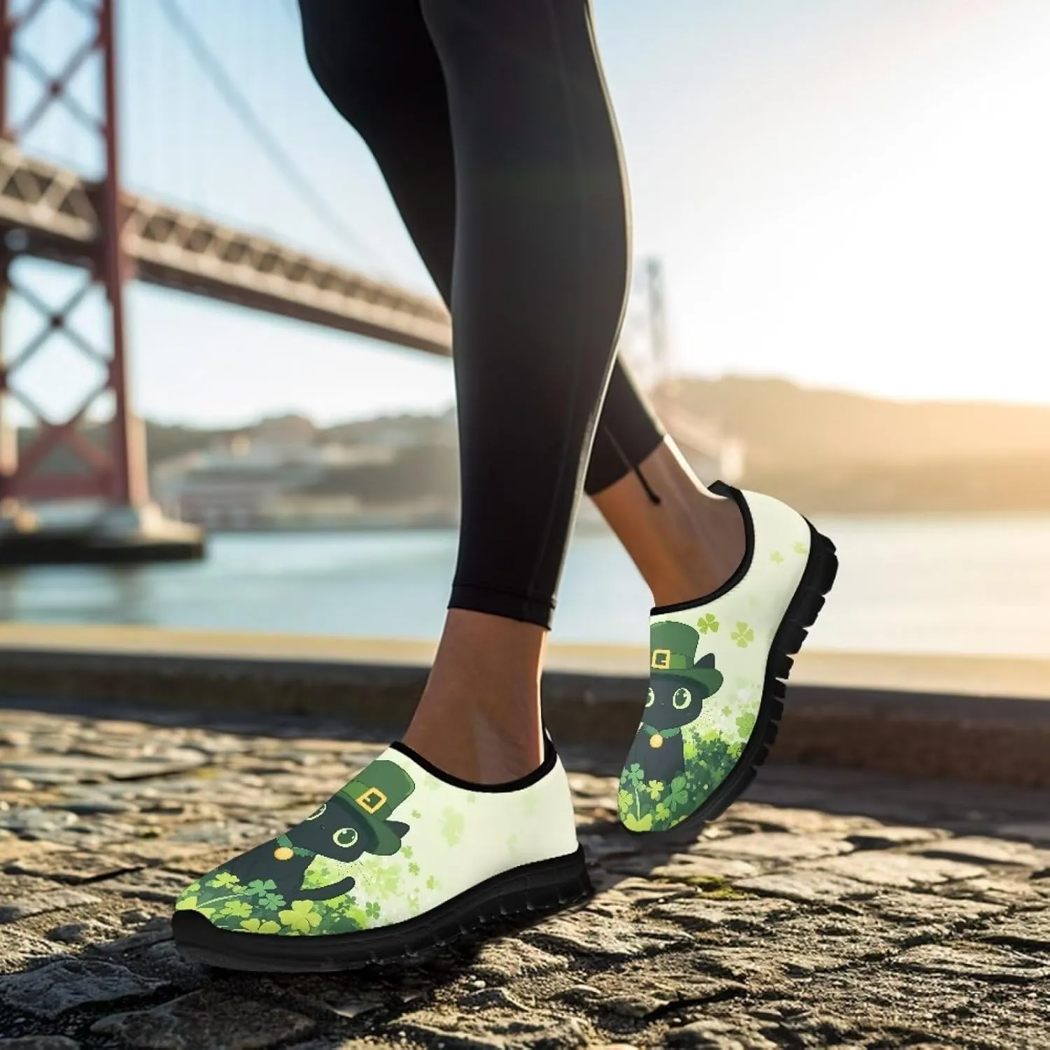 Women's St Patrick's Day Shoes Casual Cozy Hiking Exercise Running Yoga Workout Shoes Slip-On Lightweight Non-Slip Sneaker for Women US 5.5-11.5