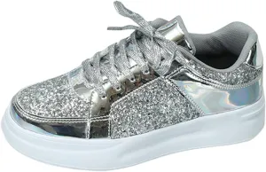Womens Walking Shoes Slip on Comfy PU Leather Non Slip Running Shoes Wide Width Breathable Gym Workout Shoes Fashion Lace Up Sneakers