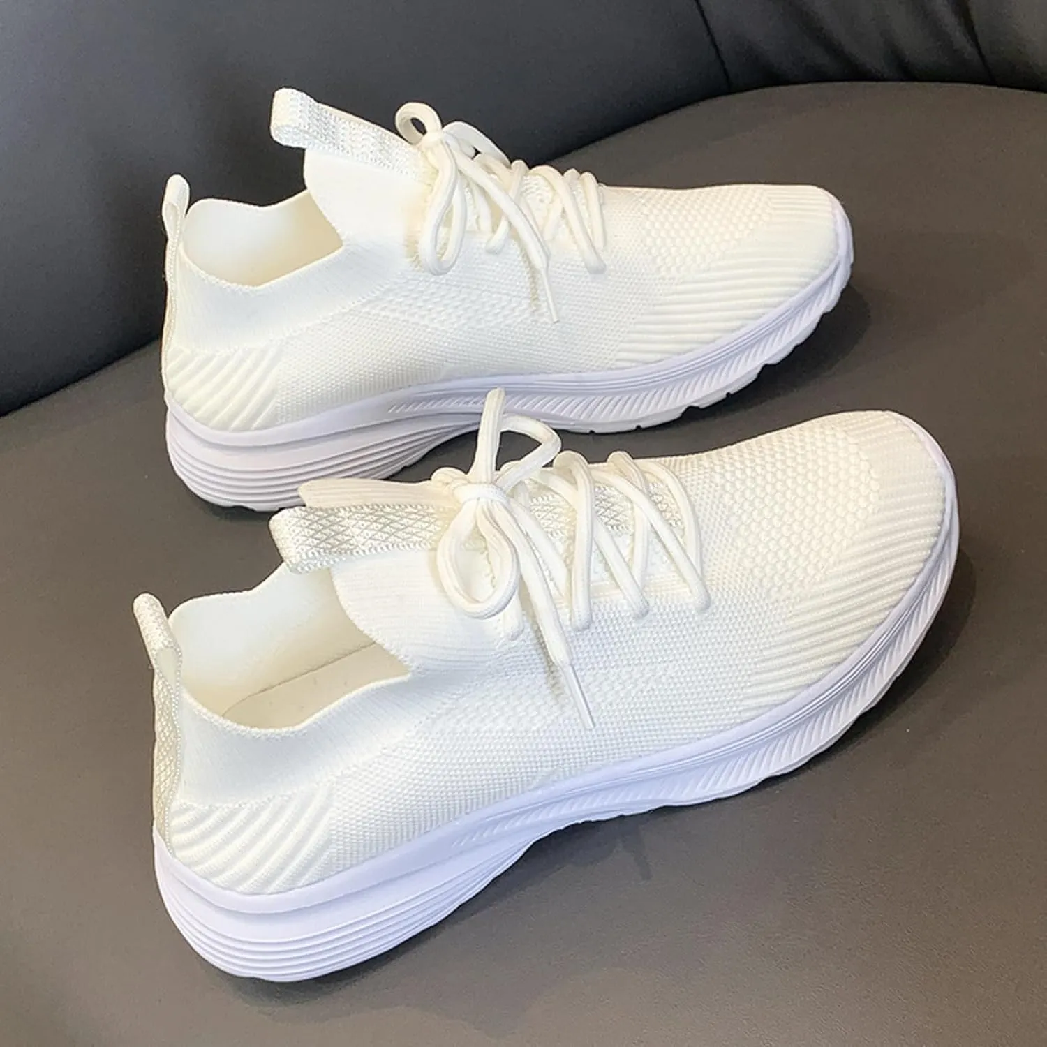 Womens Walking Shoes Slip on Memory Foam Non Slip Comfortable Running Shoes Breathable Mesh Sports Workout Tennis Shoes Fashion Lace Up Sneakers