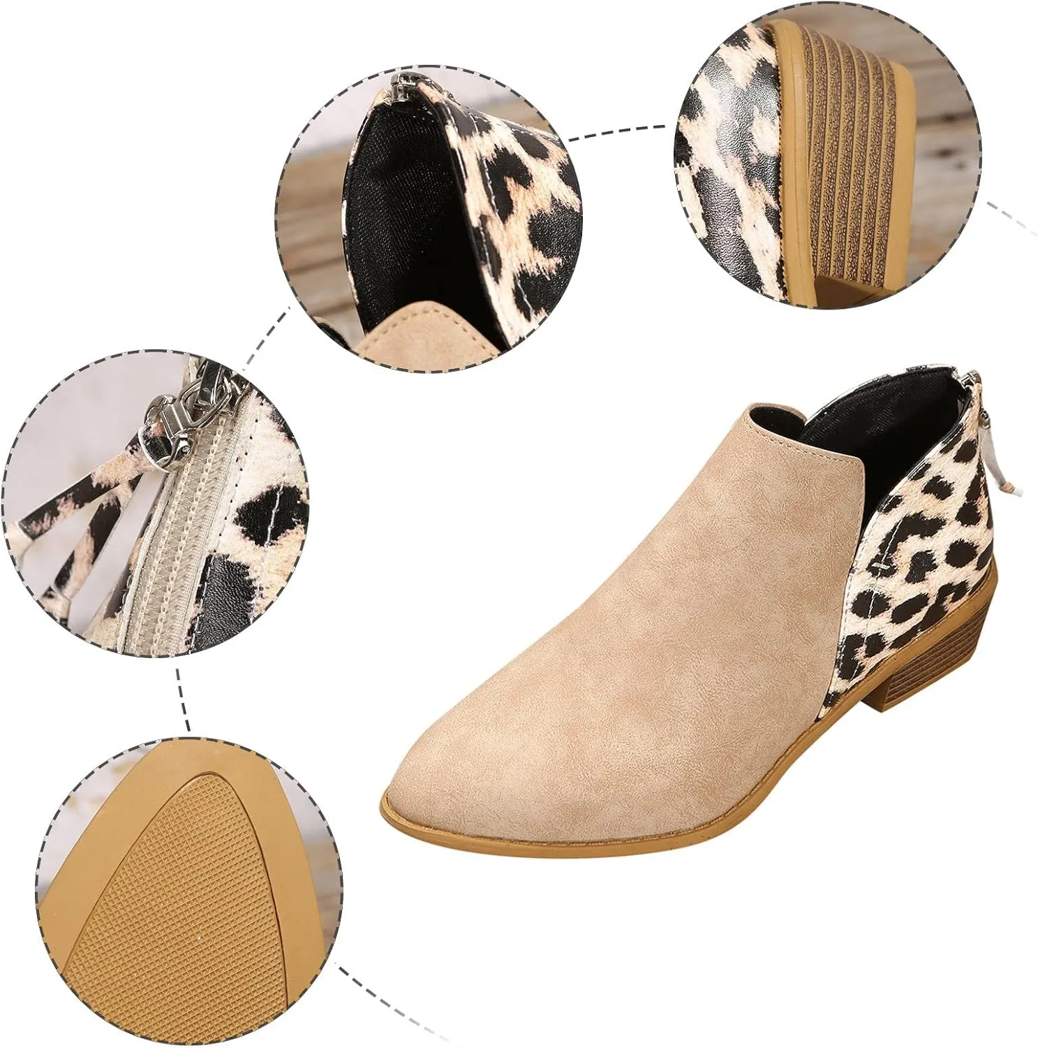 Womens Winter Boots Ankle Womens Booties Black Brown Boots for Women Pointed Toe Bootie for Women Comfy Soft Cover Heel Pointed Toe Mid Heel Slip On