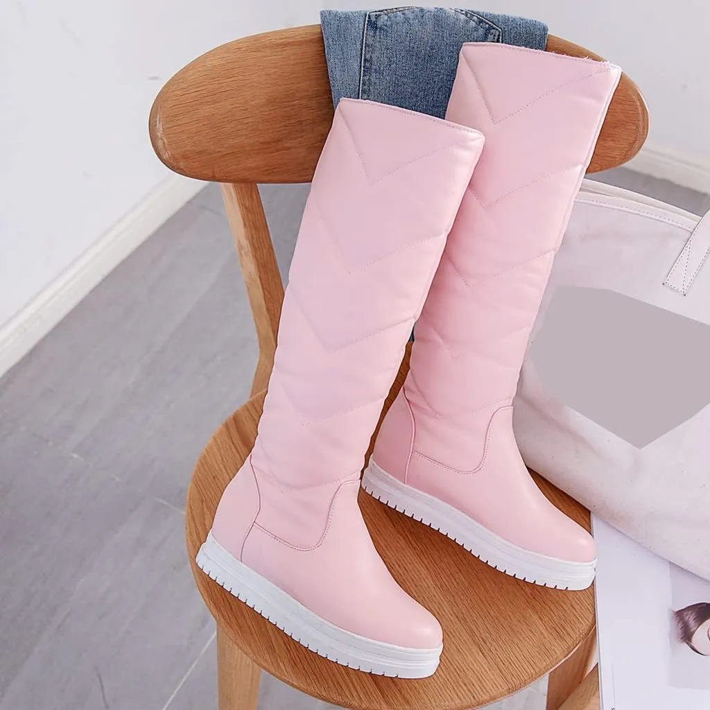 Women's Winter Knee High Tall Snow Boots Waterproof Rain Pull On Warm Fur Lined Wide Calf Snow Boot