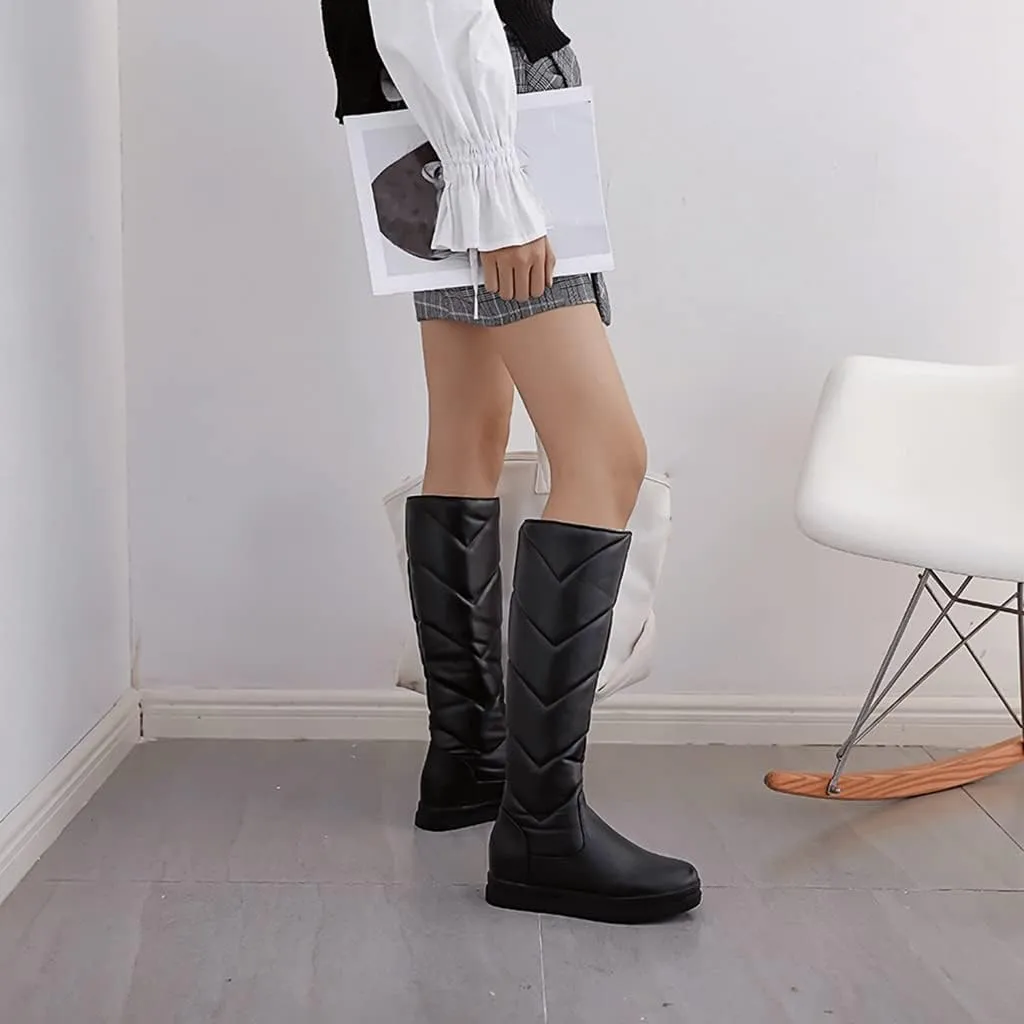 Women's Winter Knee High Tall Snow Boots Waterproof Rain Pull On Warm Fur Lined Wide Calf Snow Boot