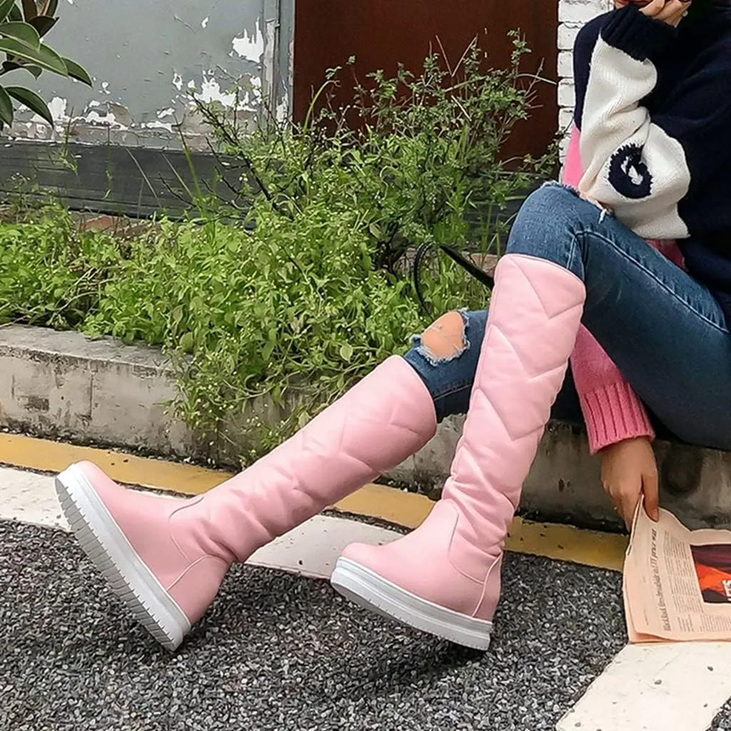 Women's Winter Knee High Tall Snow Boots Waterproof Rain Pull On Warm Fur Lined Wide Calf Snow Boot