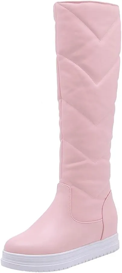 Women's Winter Knee High Tall Snow Boots Waterproof Rain Pull On Warm Fur Lined Wide Calf Snow Boot