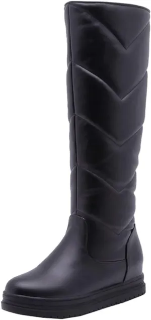 Women's Winter Knee High Tall Snow Boots Waterproof Rain Pull On Warm Fur Lined Wide Calf Snow Boot