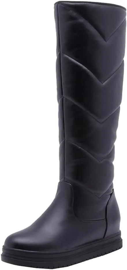 Women's Winter Knee High Tall Snow Boots Waterproof Rain Pull On Warm Fur Lined Wide Calf Snow Boot