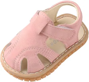 WUAI Unisex Infant Baby Shoes PU Leather Anti-Slip Closed Toe Summer Sandals Casual First Walkers Princess Dress Shoes