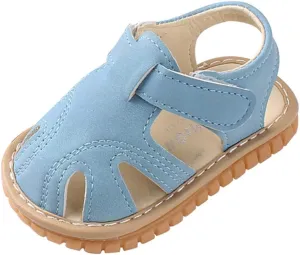 WUAI Unisex Infant Baby Shoes PU Leather Anti-Slip Closed Toe Summer Sandals Casual First Walkers Princess Dress Shoes