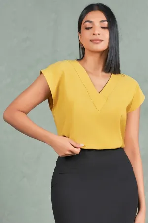 Yellow V Neck Top