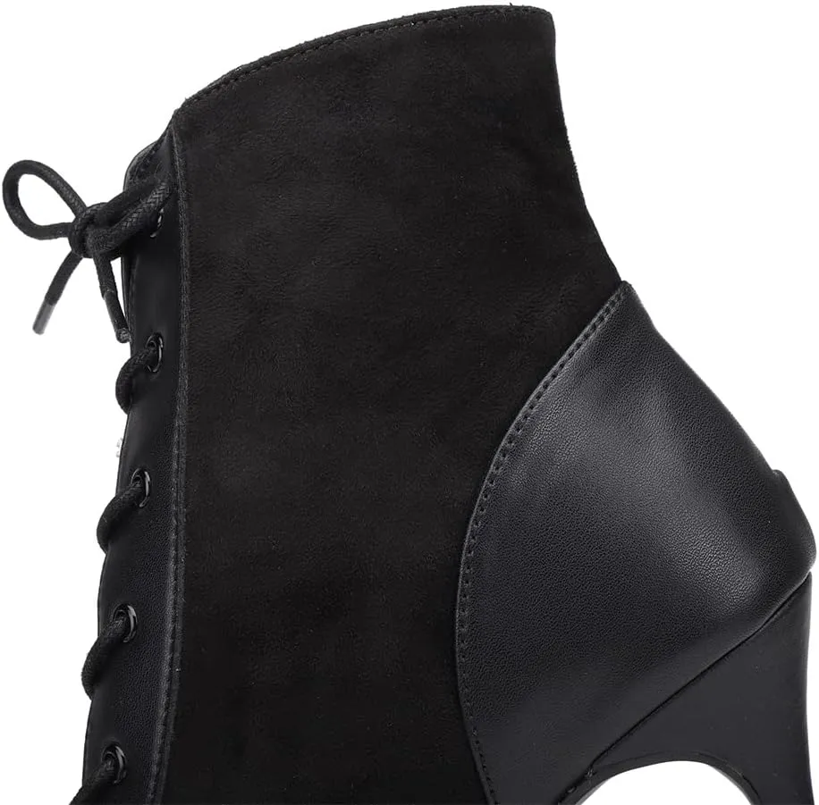 YKXLM Ballroom Dance Shoes for Women Latin Salsa Performance Professional Suede Dance Boots