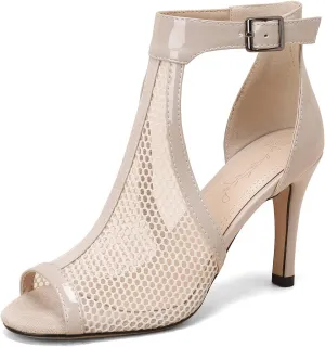 YKXLM Latin Dance Shoes for Women Ballroom Salsa Tango Professional Performance Practice Ankle Open Toe Dancing Shoes