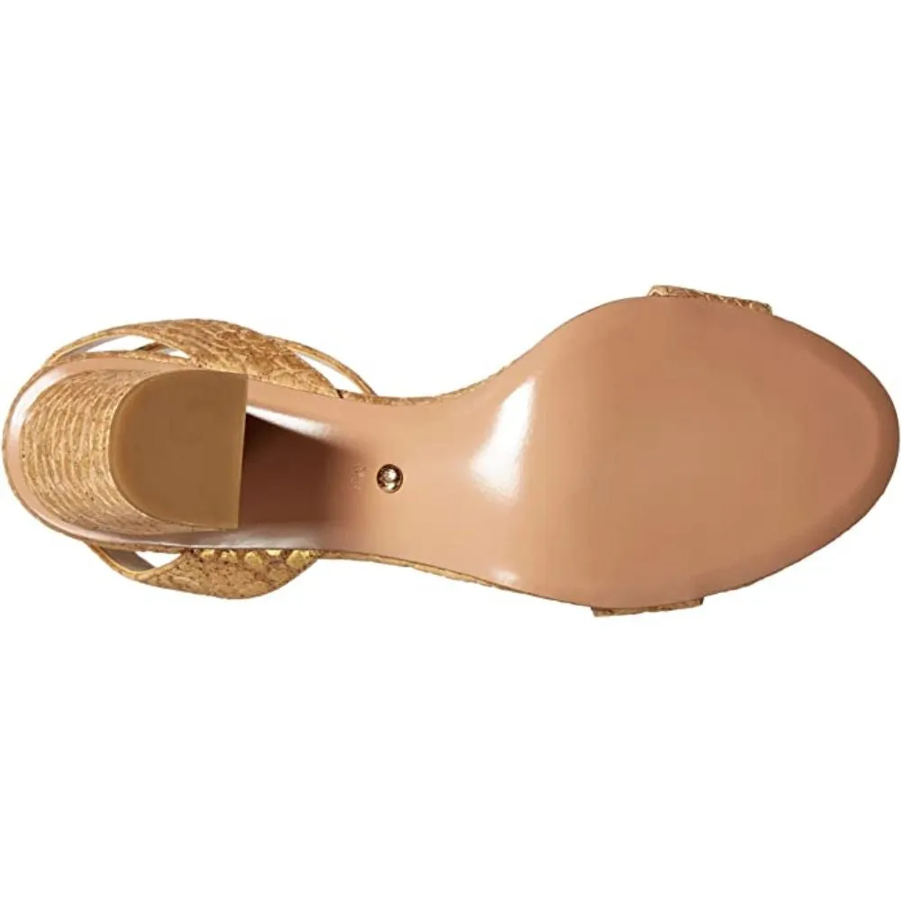 Zia Gold Crocodile Embossed Cork Pelle Moda Sandals