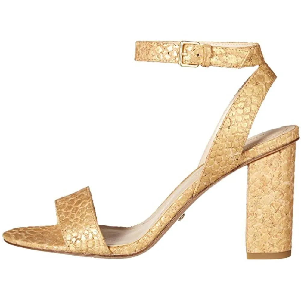 Zia Gold Crocodile Embossed Cork Pelle Moda Sandals