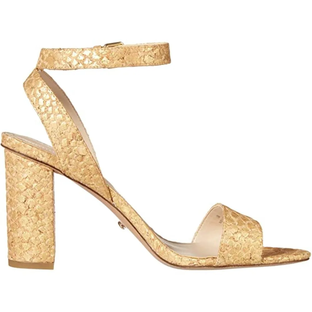 Zia Gold Crocodile Embossed Cork Pelle Moda Sandals