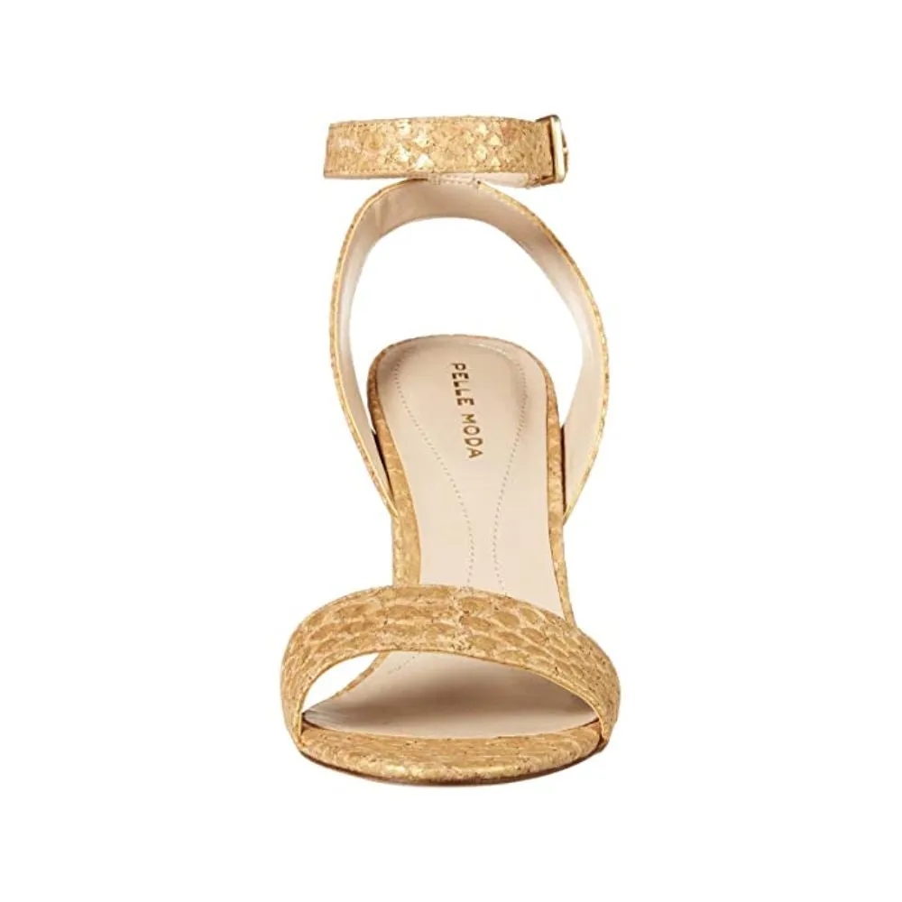 Zia Gold Crocodile Embossed Cork Pelle Moda Sandals