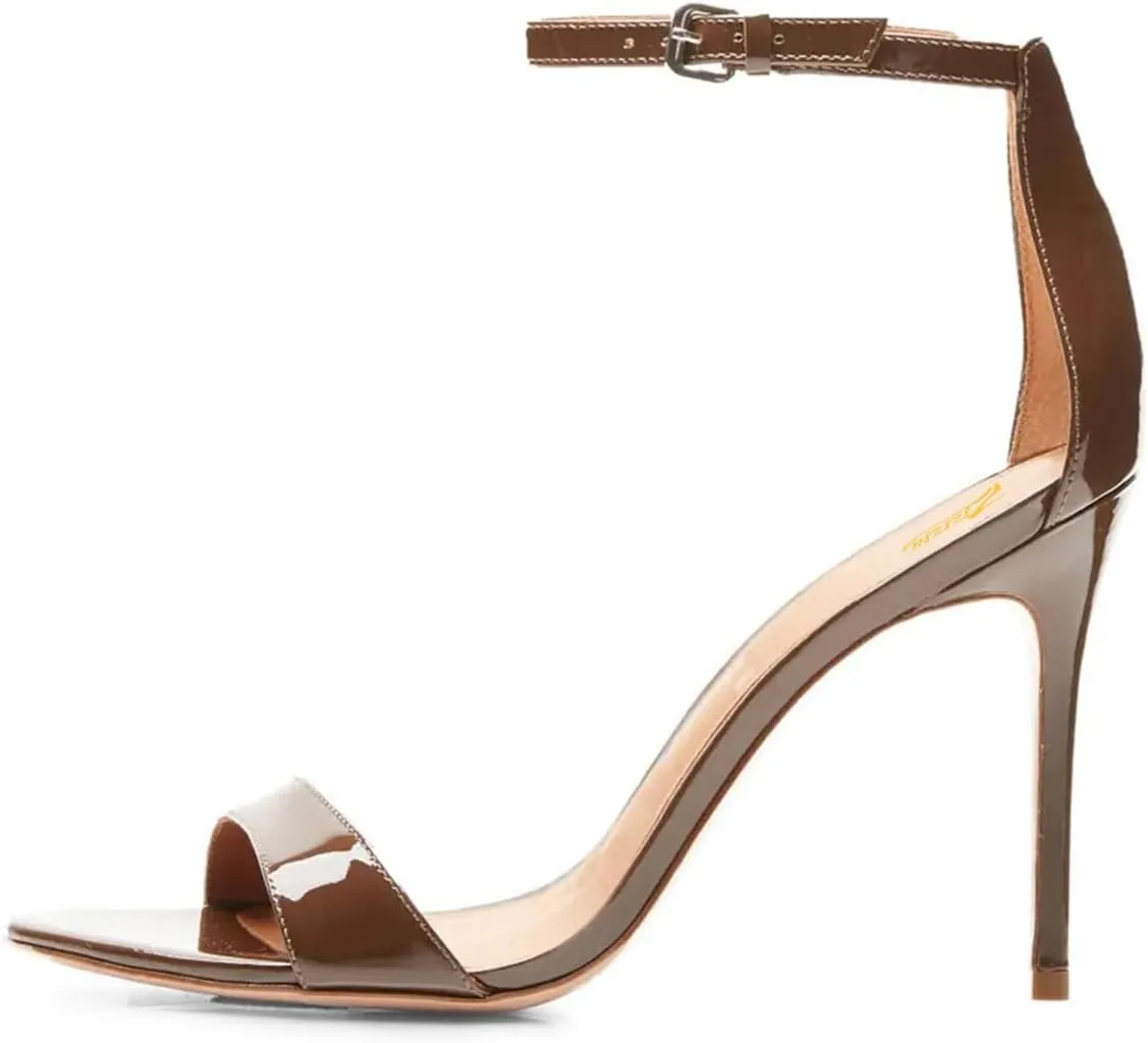 Zszszsu Womens Open Toe Heeled Sandals Stiletto High Heels Ankle Buckle Strap Elegant Summer Shoes for Prom Party Dancing Wedding Dress Size 4-16 US