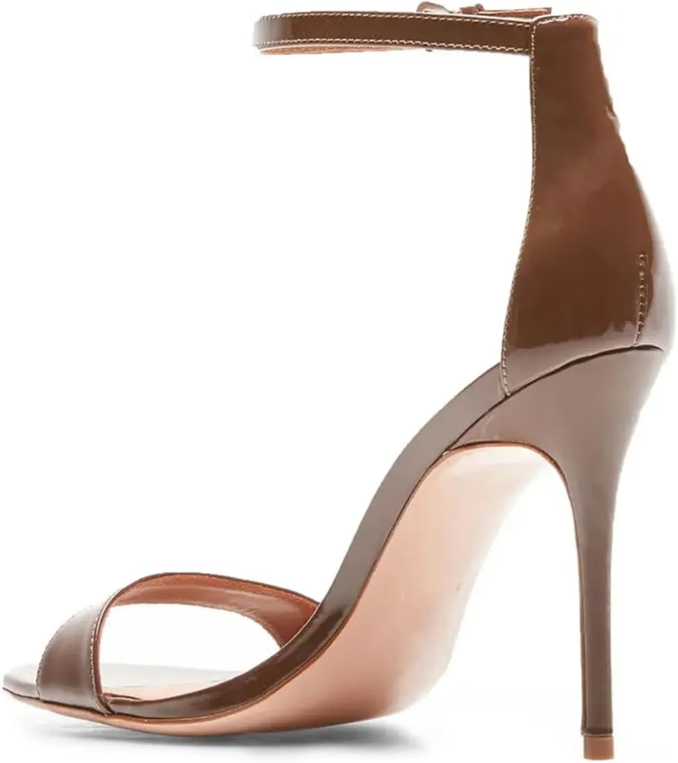 Zszszsu Womens Open Toe Heeled Sandals Stiletto High Heels Ankle Buckle Strap Elegant Summer Shoes for Prom Party Dancing Wedding Dress Size 4-16 US